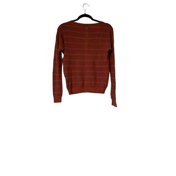 Prana V Neck Orange Striped Waffle Knit - Picture 4 of 10